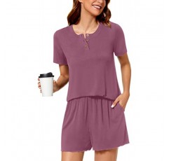 Syoss 여성 여름 캐주얼 2피스 파자마 세트, 라운지웨어 잠옷 여성용 파자마 세트(포켓 포함)