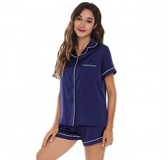 WiWi Womens 실크 새틴 잠옷 부드러운 여름 잠옷 루즈하고 편안한 라운지웨어 캐주얼 수면 잠옷 S-XXL