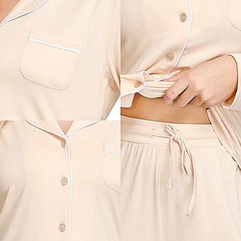 INK + IVY 여성용 잠옷 슬리브 셔츠, 노치 칼라 & 귀여운 짧은 부드러운 잠옷 통기성 잠옷 Pj 세트