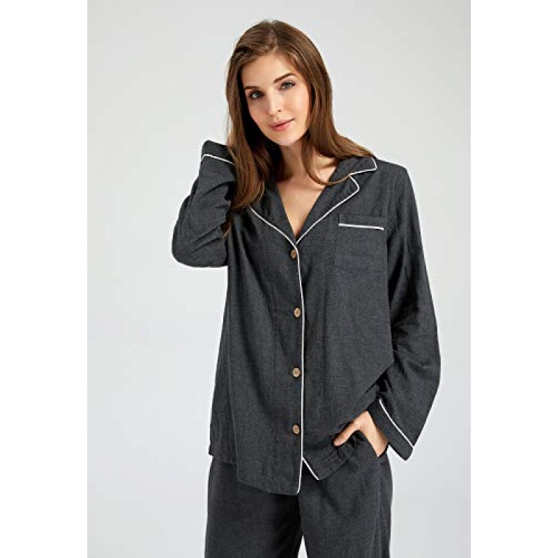 XINJU 여성 잠옷 세트 부드럽고 편안한 경량 100% 더블 거즈 코튼 버튼 다운 잠옷