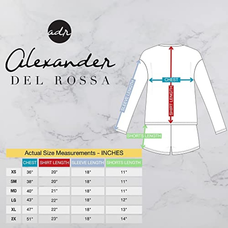 Alexander Del Rossa 여성용 소프트 골지 와플 리브 니트 잠옷 라운지 세트 긴 소매 스웨터 탑과 반바지 w 드로스트링
