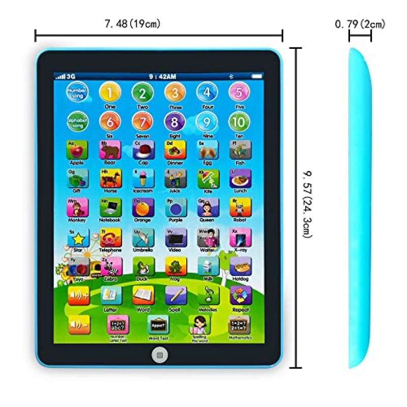 어린이 학습 패드/태블릿 대화형 유아 장난감(단어 숫자 알파벳 포함) 음악 미취학 아동을 위한 전자 교육 장난감 3-8세(핑크색)