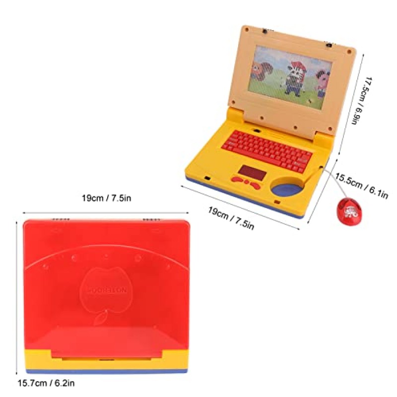 LBEC 어린이 학습 노트북, 노트북 컴퓨터 재생 전자 교육 학습 컴퓨터 시뮬레이션 음악 조기 학습을 위한 접이식 마우스가 있는 유치원 학습 장난감, 노란색(LBEC34ump51qf0-11)