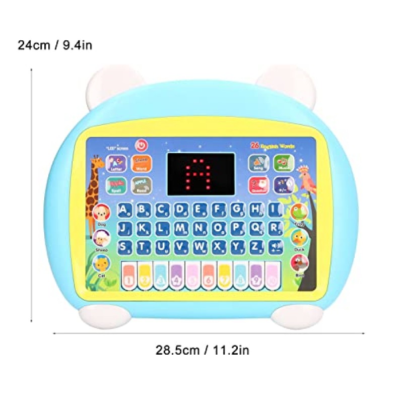 어린이 학습 태블릿, 학습 태블릿 유아 교육용 전자 전자 음악 교육용 LED 학습 태블릿 (하늘색)