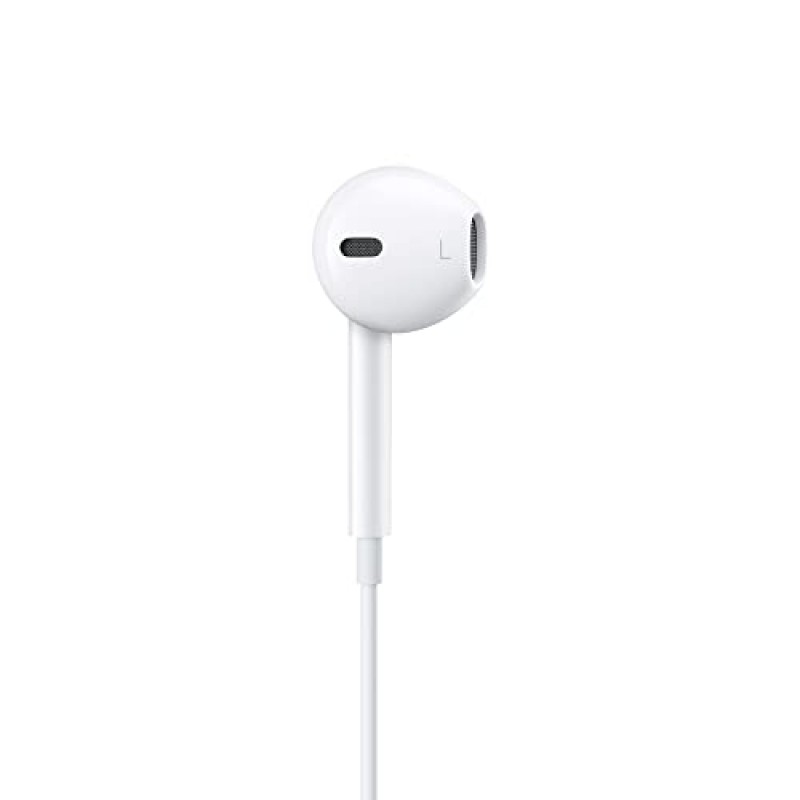 3.5mm 플러그가 장착된 Apple EarPods 헤드폰. 음악, 전화 통화 및 볼륨을 제어할 수 있는 리모컨이 내장된 마이크. 유선 이어버드