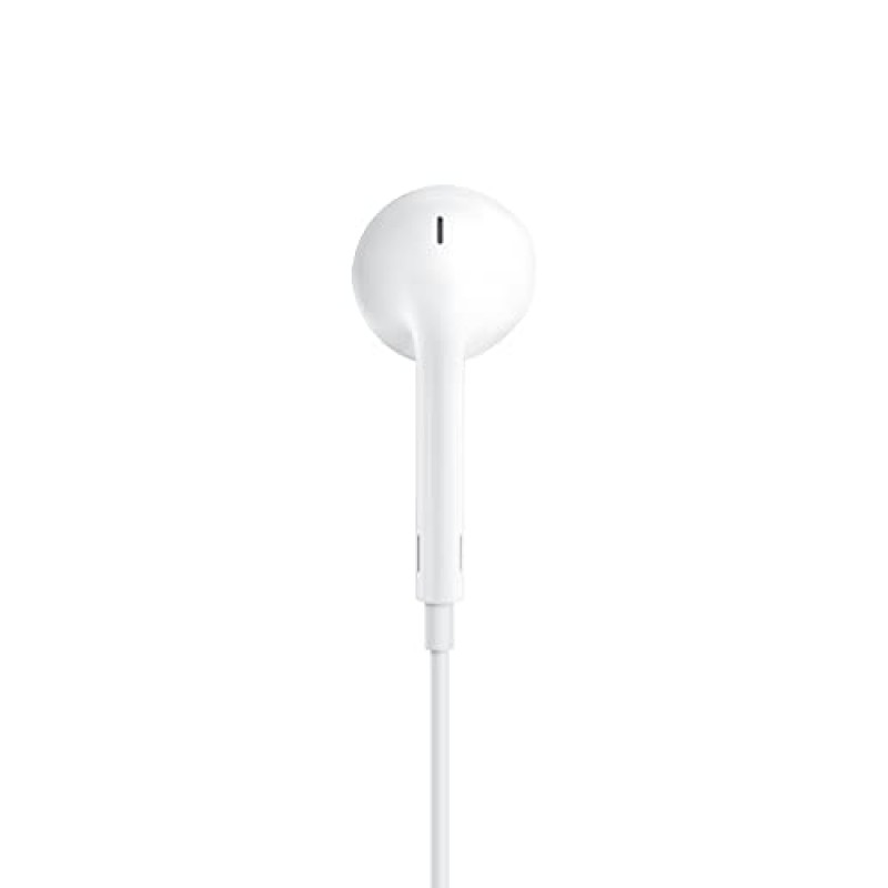 3.5mm 플러그가 장착된 Apple EarPods 헤드폰. 음악, 전화 통화 및 볼륨을 제어할 수 있는 리모컨이 내장된 마이크. 유선 이어버드