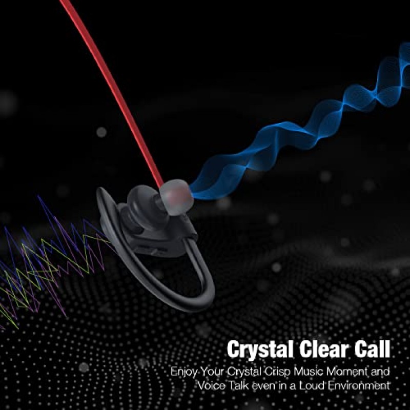 Boean 블루투스 헤드폰 무선 이어버드 블루투스 5.3 러닝 헤드폰 IPX7 방수 이어폰, 16시간 재생 가능 운동 체육관용 스테레오 방음 헤드셋