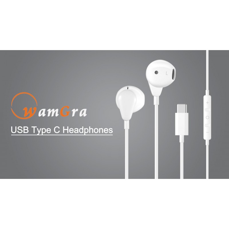 WamGra USB C 헤드폰, HiFi 스테레오 유형 C 이어버드 마이크 및 볼륨 조절 기능이 있는 USB C 이어폰 Google Pixel 7 7a 6 Pro 5,OnePlus 10 9 8,MacBook,iPad Pro,Samsung Galaxy S23 S22 S21-White와 호환 가능