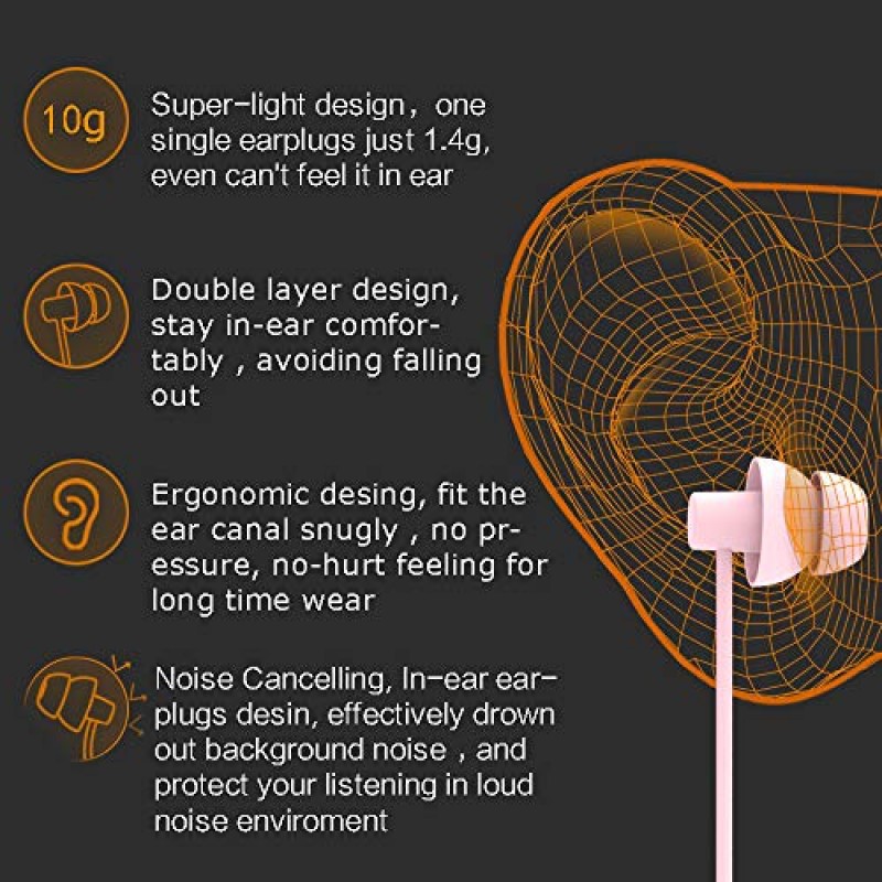 수면 방음 이어버드 헤드폰, 수면, 야간, 불면증, 옆 슬리퍼, 코골이, 여행, 명상 및 휴식을 위한 소음 차단 소프트 이어버드(라이트 핑크)