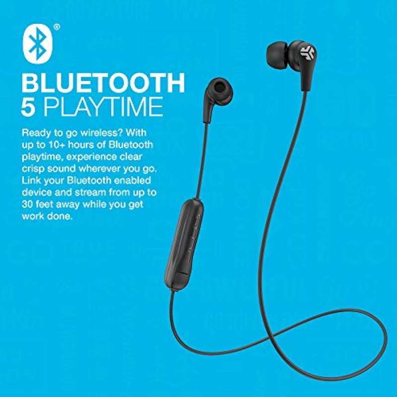 JLab JBuds Pro Bluetooth 무선 시그니처 이어버드, 티타늄 10mm 드라이버, 6시간 배터리 수명, 음악 제어, 소음 차단, Bluetooth 4.1 추가 젤 팁 및 쿠션 핀, 블랙