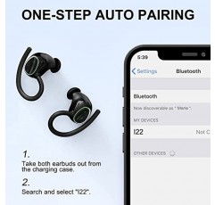 Donerton 무선 이어버드, 스포츠용 BT 이어버드 헤드폰, 50H 재생 시간 Hi-Fi 스테레오 및 내장 마이크 이어훅으로 소음 차단 BT 이어버드 헤드폰, 터치 제어, 고속 충전