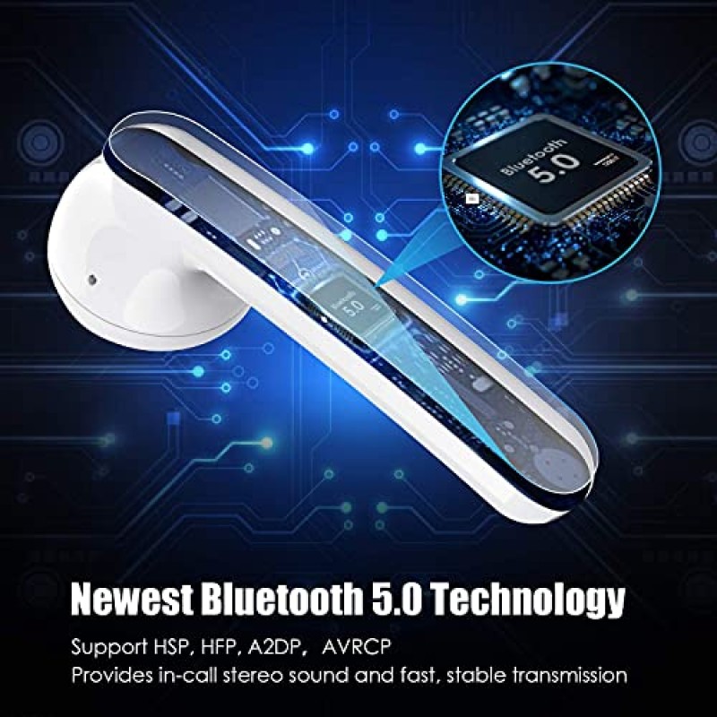 WixGear Bluetooth 5.0 무선 이어버드(충전 케이스 포함), HD 스테레오 사운드 이어폰, 충전 케이스 포함 30시간 재생, 업무/여행/체육관용 마이크 내장 IPX5 방수