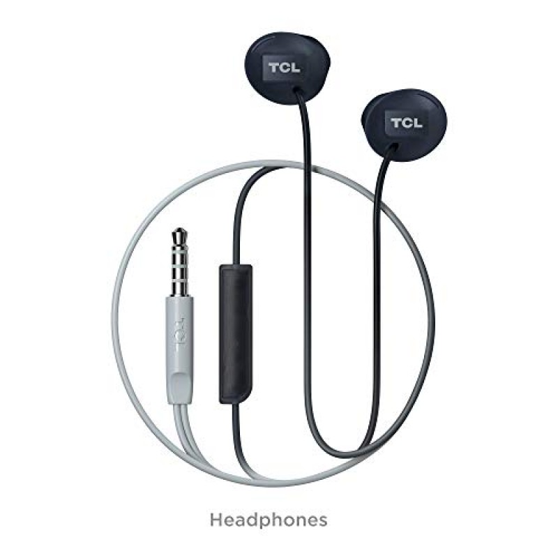 풍부한 저음과 선명한 사운드를 위한 12.2mm 스피커 드라이버가 탑재된 TCL Socl200 인이어 이어버드 유선 헤드폰, 내장 마이크 - 팬텀 블랙