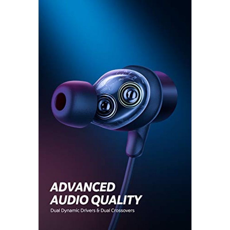 SoundPEATS Force Pro 듀얼 다이내믹 드라이버 Bluetooth 헤드폰, 크로스오버 넥밴드 무선 이어버드, 마이크 내장 APTX HD 오디오 22시간 재생 시간, Bluetooth 5.0 헤드셋 스포츠 이어폰