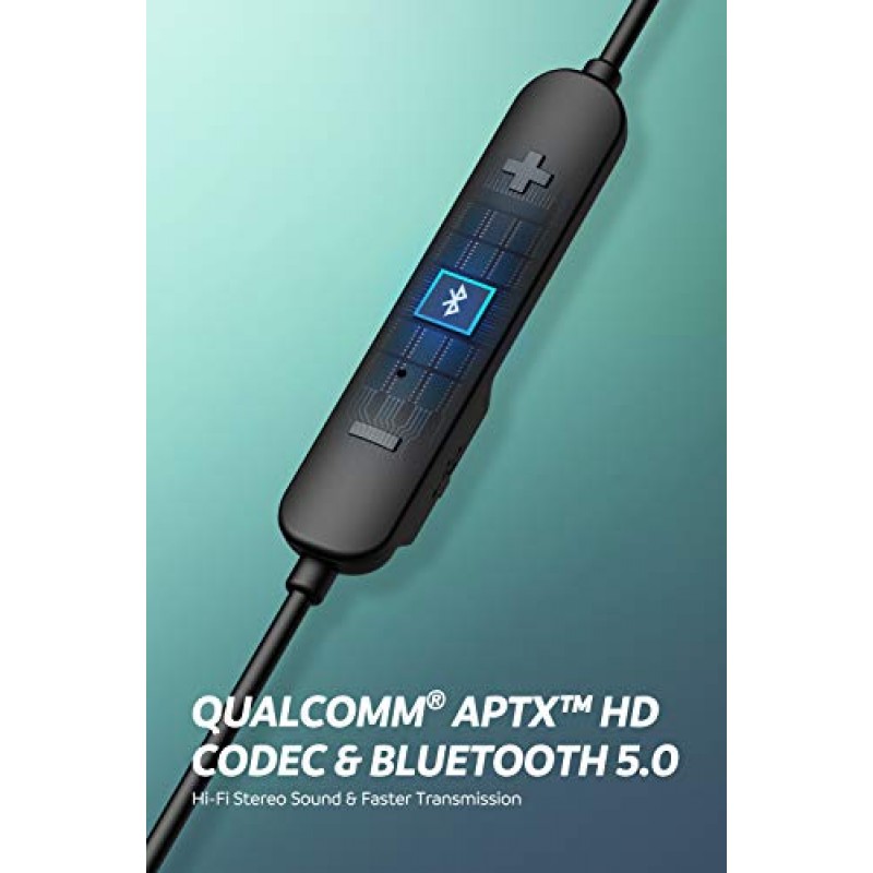 SoundPEATS Force Pro 듀얼 다이내믹 드라이버 Bluetooth 헤드폰, 크로스오버 넥밴드 무선 이어버드, 마이크 내장 APTX HD 오디오 22시간 재생 시간, Bluetooth 5.0 헤드셋 스포츠 이어폰