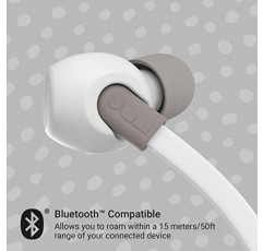 Bluetooth 넥밴드 스타일 헤드폰 30피트 범위, 12시간 재생 시간, 핸즈프리 통화, 땀과 비에 강한 IPX4 운동 이어버드 그레이 HX-EPC202GY로 음악 재생