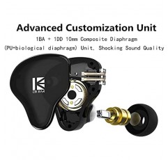 H HIFIHEAR KBEAR KS2 이어폰형 모니터, 1BA 1DD 스테레오 이어폰형 헤드폰, IEM HiFi 오버이어 이어버드 헤드셋 소음 차단 하이브리드 이어폰(러닝 워킹용 탈착식 케이블 포함)(마이크 없음, KS2 청록색)