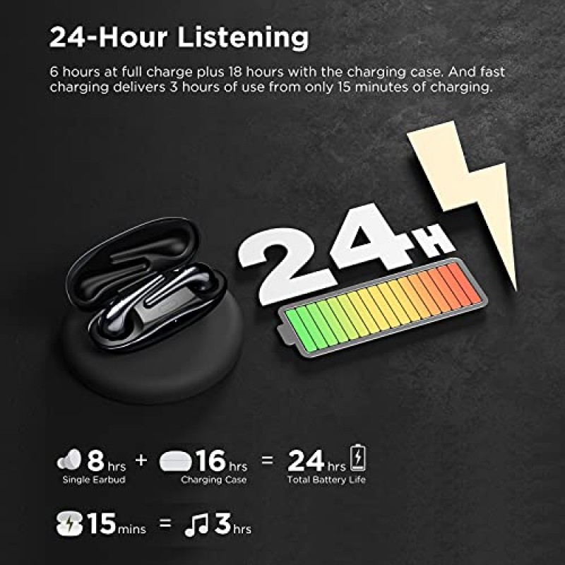 1MORE Comfobuds 2 Bluetooth 5.2 무선 이어버드, Bluetooth 헤드폰 스테레오 사운드 이어폰, 마이크 헤드셋 4개 스포츠용 깊은 베이스가 포함된 프리미엄 사운드, 12 EQ USB-C 고속 충전(검은색)