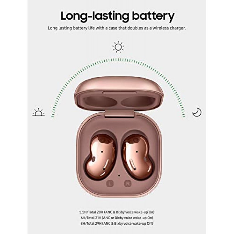 SAMSUNG Galaxy Buds Live 진정한 무선 이어버드 미국 버전 능동형 소음 차단 무선 충전 케이스 포함, 미스틱 브론즈