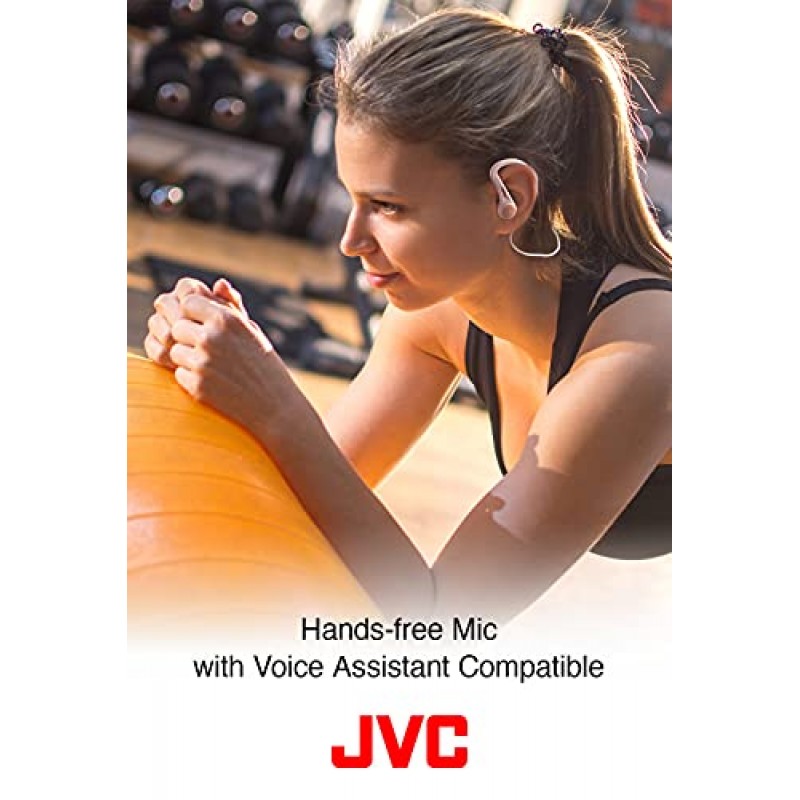 JVC HA-EC25WB 스포츠 무선 이어버드 - 피벗 및 슬라이드 모션 핏이 포함된 인이어 블루투스 헤드폰 - 땀 방지 IPX2, 6.5시간 충전식 배터리, 마이크 및 리모컨(검은색)