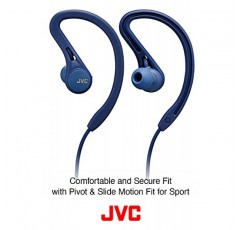 JVC HA-EC25WB 스포츠 무선 이어버드 - 피벗 및 슬라이드 모션 핏이 포함된 인이어 블루투스 헤드폰 - 땀 방지 IPX2, 6.5시간 충전식 배터리, 마이크 및 리모컨(검은색)