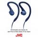 JVC HA-EC25WB 스포츠 무선 이어버드 - 피벗 및 슬라이드 모션 핏이 포함된 인이어 블루투스 헤드폰 - 땀 방지 IPX2, 6.5시간 충전식 배터리, 마이크 및 리모컨(검은색)