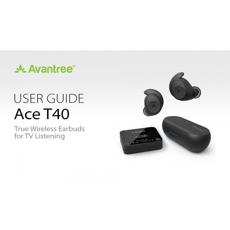 Avantree Ace T40(HT4130) TV 청취 시청을 위한 진정한 무선 이어버드, 광학, AUX, RCA 포트 텔레비전용 송신기가 있는 Bluetooth 5.2 헤드폰, aptX 적응형, 10H 충전식 이어폰