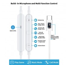 삼성 S23 S22 S21 S20 A53 A54 유선 이어버드용 USB C 헤드폰 마이크 볼륨 조절 기능이 있는 자기 이어폰형 C 이어폰 베이스 스테레오 소음 차단 Galaxy Flip 5 Fold 4 Pixel 6 6a 7a OnePlus