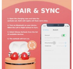 충전 케이스가 포함된 디즈니 미니 마우스 Bluetooth 이어버드 - 마이크가 내장되어 있고 30시간 재생이 가능한 Bluetooth 무선 헤드셋 - 모든 연령대의 여성과 남성을 위한 디즈니랜드 필수품 및 디즈니 선물