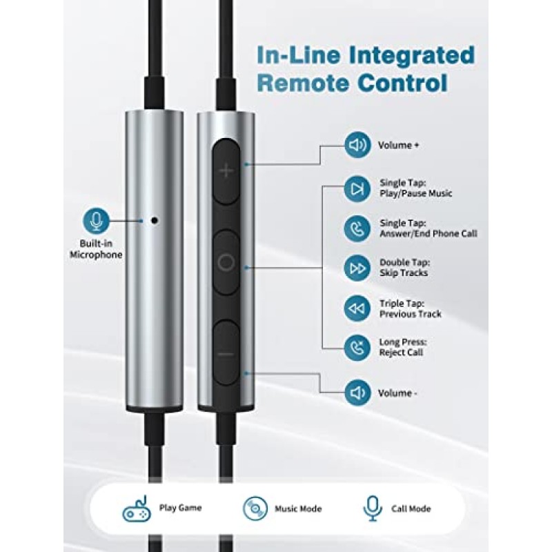 ACAGET 3.5mm 헤드폰 삼성 갤럭시 A23 A14 A52 A03s S10 S9용 유선 이어버드, 소음 차단 세미 이어폰 헤드셋 3.5mm 잭 스테레오 이어폰, iPhone 6S Plus 5S 5 SE MP4 블랙용 마이크 포함