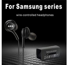 삼성 갤럭시 S8 S10 S10e Plus A31 A71 케이블용 2023 이어버드 스테레오 헤드폰 - AKG 설계 - 마이크 및 볼륨 버튼 포함(검은색)