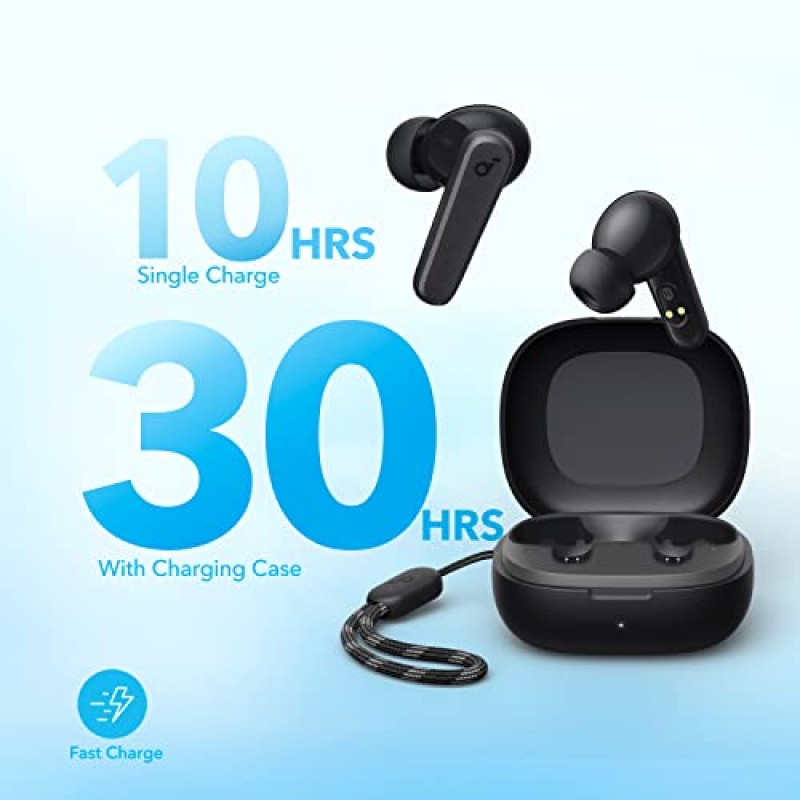 Anker P20i True Wireless 이어버드의 Soundcore, 빅 베이스를 갖춘 10mm 드라이버, Bluetooth 5.3, 30H 긴 재생 시간, 방수, AI 클리어 통화를 위한 마이크 2개, 사전 설정 EQ 22개, 앱을 통한 사용자 정의