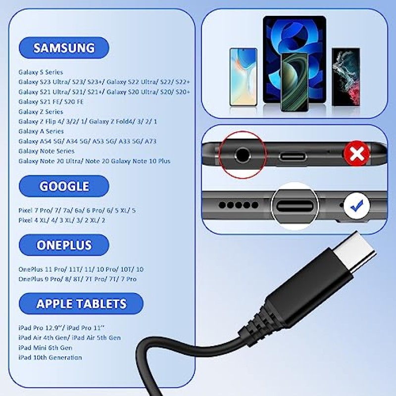 USB C 헤드폰, iPhone 15 Pro, Samsung Galaxy S23 S22 Ultra S21 S20 유선 헤드폰, HiFi 베이스 USB C 이어폰(마이크 포함), 스테레오 Type C 이어버드 Google Pixel 7 Pro iPad Pro용 인이어 헤드폰