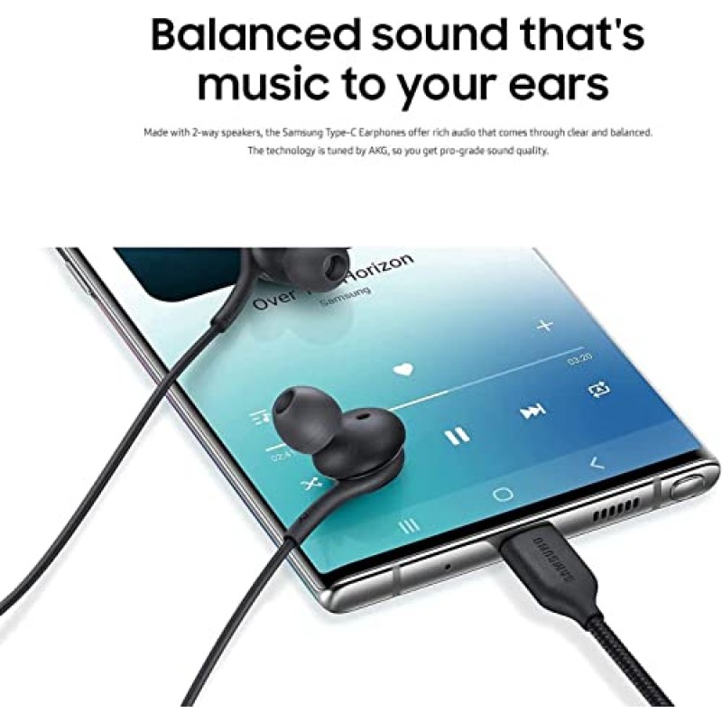 Samsung Galaxy S22 S21 Ultra 5G, Galaxy S20 FE, Galaxy S10, S9 Plus, S10e, Note 10, Note 10+용 2022 이어버드 스테레오 헤드폰 - AKG 설계 - 마이크 및 볼륨 원격 Type-C 커넥터 포함