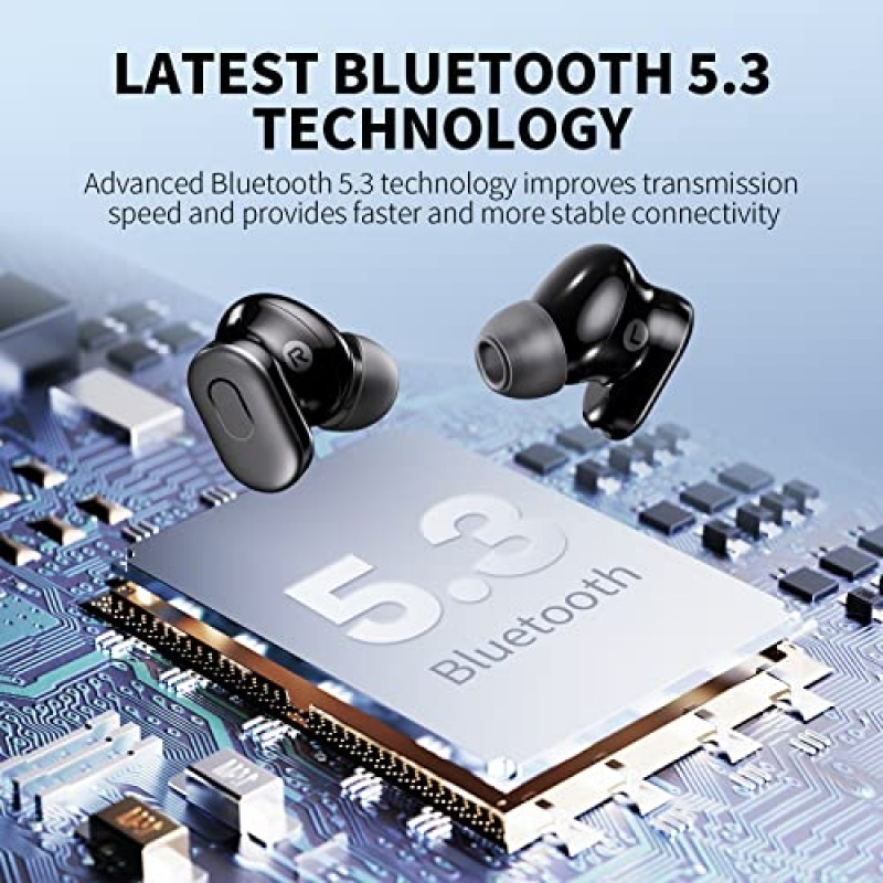 PSIER 무선 이어버드 능동형 소음 차단 Bluetooth 5.3 이어 버드(마이크 4개 포함) 명확한 통화, 투명 모드가 있는 이어 버드 30H 재생 시간 IPX6 가정 및 직장용 방수 블루투스 헤드폰