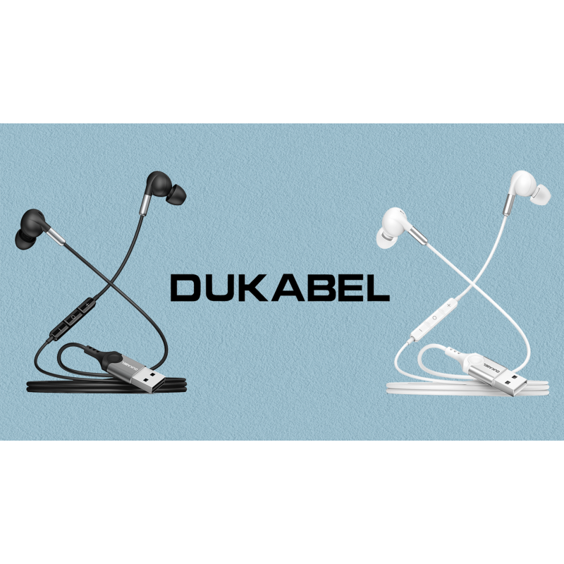 DUKABEL USB PC 이어버드, PC/PS4/PS5용 마이크가 포함된 USB 게임용 이어버드, 음악, 영상 통화, 방송, 업무용 리모컨이 포함된 블랙 소음 제거 유선 헤드폰<6.56FT>