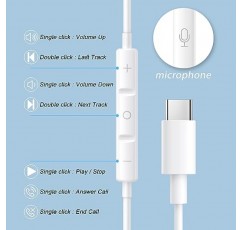 2팩 USB C 유선 헤드폰 이어버드, C형 이어폰 헤드셋 내장 마이크 및 볼륨 조절 소음 차단 이어폰 Galaxy S23/S22/S21/S20/Ultra Note 10/20,Googl Pixe 7/6/5 Android와 호환 가능