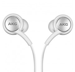 SAMSUNG AKG 이어버드 Galaxy S23 Ultra, A53 5G, S22, S21 FE, S20, Note 10, 10+, S10 Plus용 리모컨 및 마이크가 포함된 기존 USB Type C 이어폰형 이어버드 헤드폰 - 브레이드 - 벨벳 파우치 포함 - 화이트