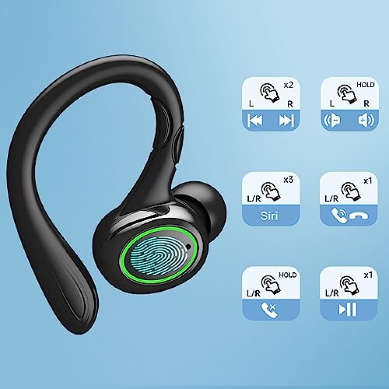 폭발! 무선 이어버드, 60H 재생 Bluetooth 5.3 헤드폰, LED 배터리 디스플레이가 포함된 소음 제거 무선 헤드폰, 명확한 통화 마이크 4개, 운동 스포츠용 IPX7 방수 Bluetooth 이어버드