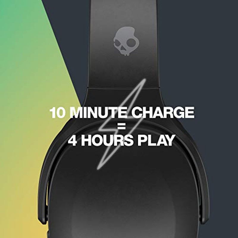 Skullcandy Crusher Evo 오버이어 무선 헤드폰, 감각적 베이스, 40시간 배터리, 마이크, iPhone Android 및 Bluetooth 장치와 작동 - 트루 블랙