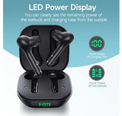 무선 이어버드 소음 차단 4 마이크 명확한 통화 Bluetooth 헤드폰 무선 충전 케이스 LED 디스플레이 이어버드의 경량 스테레오 이어폰 iPhone용 32시간 재생 안드로이드 휴대폰 스포츠 TV