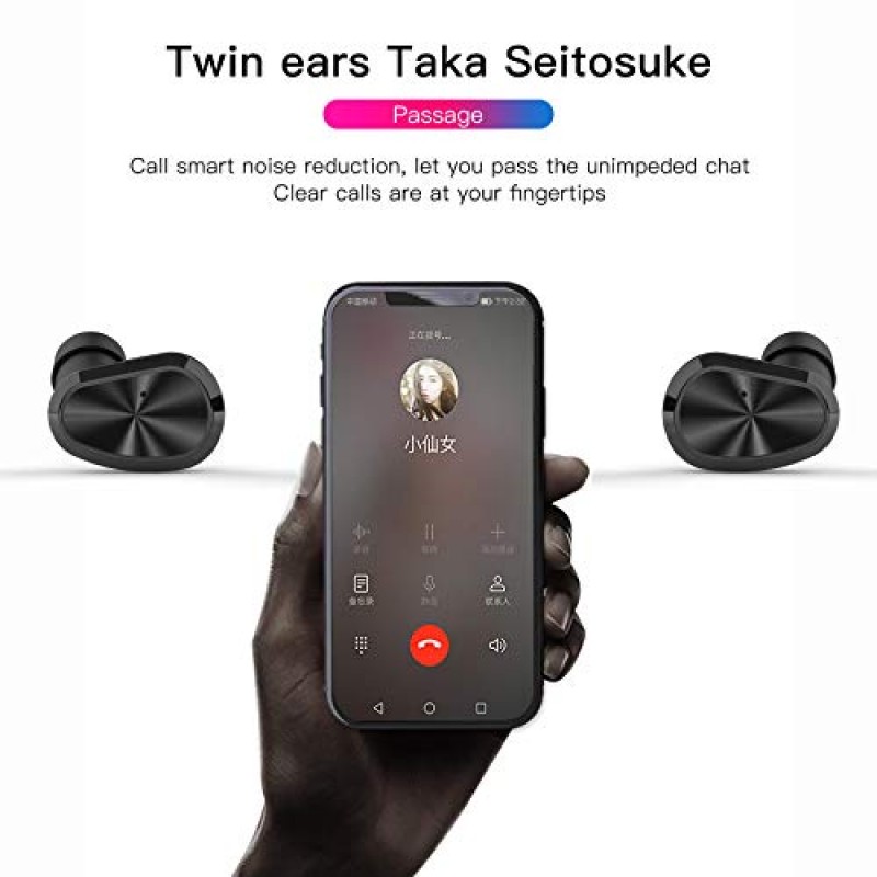 Eonome-W5s-True-Wireless-Earbuds-Bluetooth 5.3 이어폰형 헤드폰 IPX7 방수 - USB-C 충전 스포츠 무선 헤드폰 금속 충전 케이스가 포함된 iPhone, Samsung, Huawei용 내장 마이크(골드)