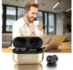 Eonome-W5s-True-Wireless-Earbuds-Bluetooth 5.3 이어폰형 헤드폰 IPX7 방수 - USB-C 충전 스포츠 무선 헤드폰 금속 충전 케이스가 포함된 iPhone, Samsung, Huawei용 내장 마이크(골드)