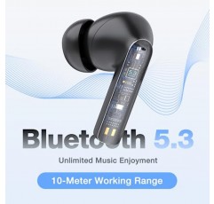 Hora 무선 이어폰 Bluetooth 5.3 1개(충전 케이스 및 3.3FT Type C 케이블 포함), 깊은 저음 소음 차단 이어폰형 헤드폰, 스마트폰, 노트북, 태블릿과 호환되는 방수 이어버드