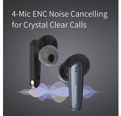 HAPPYAUDIO S4 무선 이어버드, 하이브리드 ANC+ENC 소음 감소 헤드폰 Bluetooth 5.2 헤드셋 스포츠 내장 마이크, IPX5 방수 땀 방지, iOS Android용 24시간 재생 시간(검은색)