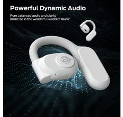 BUGANI 오픈 이어 헤드폰, 듀얼 16.2mm 대형 드라이버가 탑재된 Bluetooth 5.3 무선 헤드폰, HiFi 스테레오 사운드가 포함된 오픈 이어 이어버드, ENC 클리어 토크, 30시간 재생 시간, 달리기용 방수 스포츠 이어버드