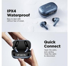 Sanag 무선 이어버드 Bluetooth 헤드폰 내장 16GB 메모리, Mp3 플레이어 40H 재생 Led 전원 디스플레이 이어폰(안드로이드 게임용 컴퓨터 노트북 스포츠용 이어버드 충전 케이스 포함)