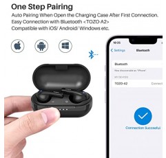 TOZO A2 미니 무선 이어버드 Bluetooth 5.3 이어폰 경량 헤드폰 내장 마이크, IPX5 방수, 몰입형 프리미엄 사운드 충전 케이스가 있는 장거리 연결 헤드셋, 블랙