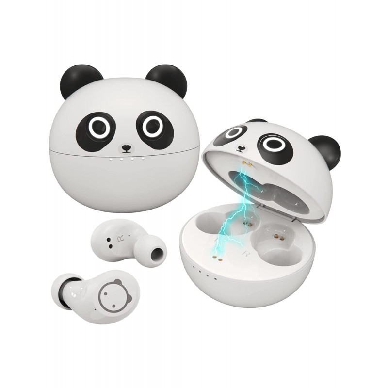 Instiwitt Kids 무선 이어버드 Panda Bluetooth 5.1 소음 감소 기능이 있는 이어버드 및 귀여운 충전 케이스 이어폰형 헤드폰 IPX6 방수 터치 컨트롤 36H 재생 시간 HiFi 스테레오 이어폰(전화용)