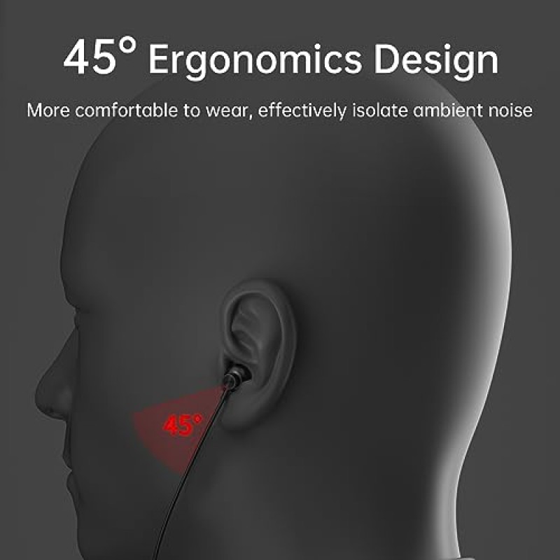 VIKEN 유선 이어버드(마이크 포함), 인이어 헤드폰 중저음 헤드셋(볼륨 컨트롤러 포함), 소음 차단 이어버드 팁(S/M/L), 휴대폰용 유선 이어폰 iPod iPad MP3 모든 3.5mm 잭 블랙에 적합